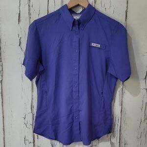 Columbia PFG Size S Blue/Purple Snap-Up Shirt